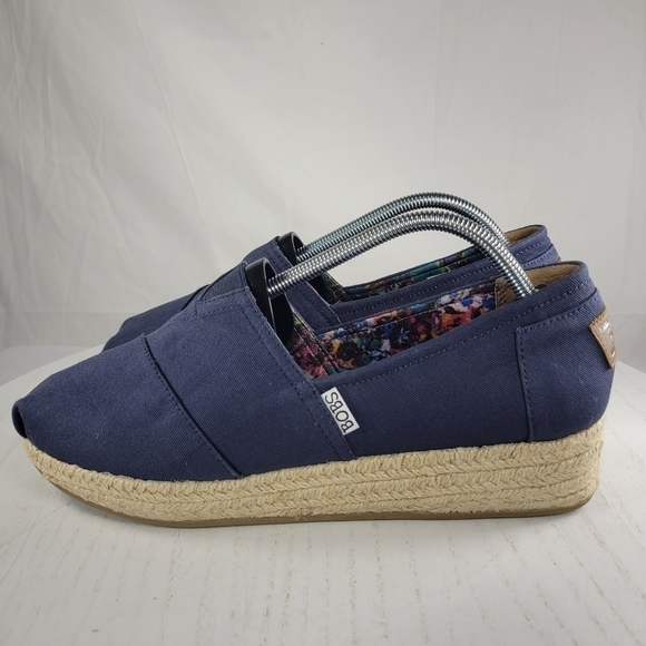 Bob's From Skechers Canvas Memory Foam Navy Blue Slip On Women's Shoes Size 11 - Picture 7 of 13